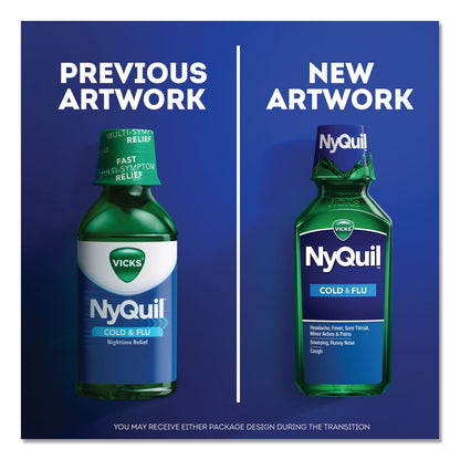 Vicks NyQuil Cold and Flu Nighttime Liquid, 12 oz Bottle, 12/Carton