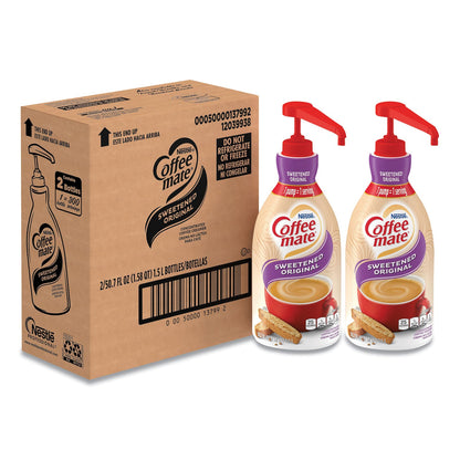 Coffee mate Liquid Coffee Creamer, Sweetened Original, 1.5 Liter Pump Bottle, 2/Carton