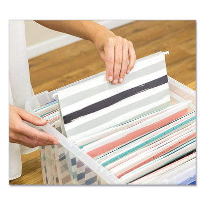 Bankers Box Heavy Duty Plastic File Storage, Letter/Legal Files, 14" x 17.38" x 10.5", Clear/Blue