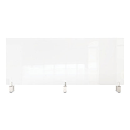 Ghent Clear Partition Extender with Attached Clamp, 48 x 3.88 x 30, Thermoplastic Sheeting
