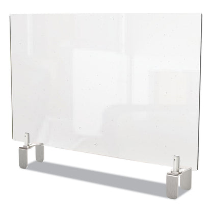 Ghent Clear Partition Extender with Attached Clamp, 42 x 3.88 x 24, Thermoplastic Sheeting