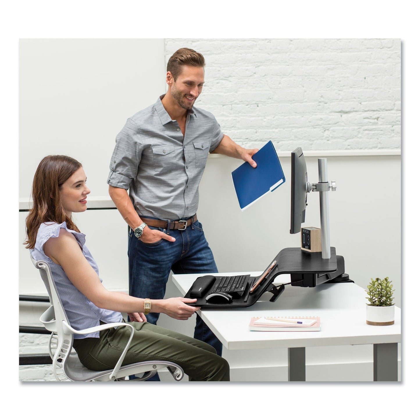 Fellowes Lotus RT Sit-Stand Workstation, 35.5" x 23.75" x 42.2" to 49.2", Black