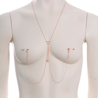 14G 5/8 Aurora Gem Rose Gold Hue Star Sun Nipple Chain Necklace