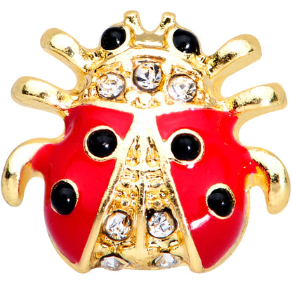 16G 1/4 Clear Black Gem Gold Tone Ladybug Cartilage Tragus Earring