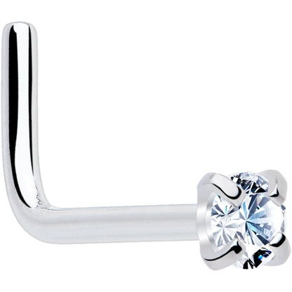 20G 1/4 Clear 2mm CZ Gem L Shaped Nose Ring