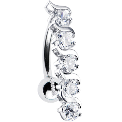16G Solid 14K White Gold TOP DROP Cubic Zirconia DELIGHT Belly Ring