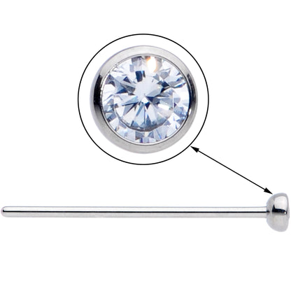 20G 3/4 Clear CZ Gem Grade 23 Titanium Fishtail Nose Ring 3mm