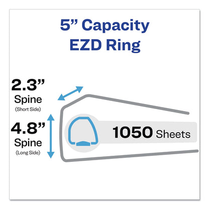 Avery Durable View Binder with DuraHinge and EZD Rings, 3 Rings, 5" Capacity, 11 x 8.5, White, (9901)