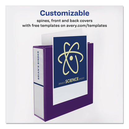 Avery Durable View Binder with DuraHinge and Slant Rings, 3 Rings, 1" Capacity, 11 x 8.5, Purple