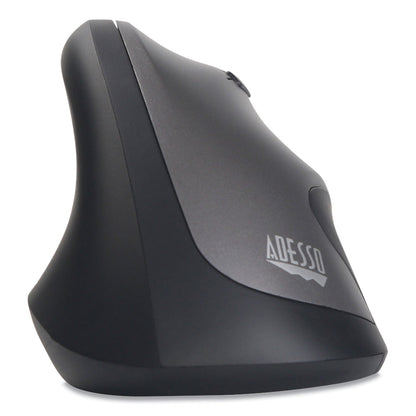 Adesso iMouse A20 Antimicrobial Vertical Wireless Mouse, 2.4 GHz Frequency/33 ft Wireless Range, Right Hand Use, Black/Granite