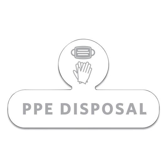 Rubbermaid Medical Decal, PPE DISPOSAL, 9.5 x 5.6, White