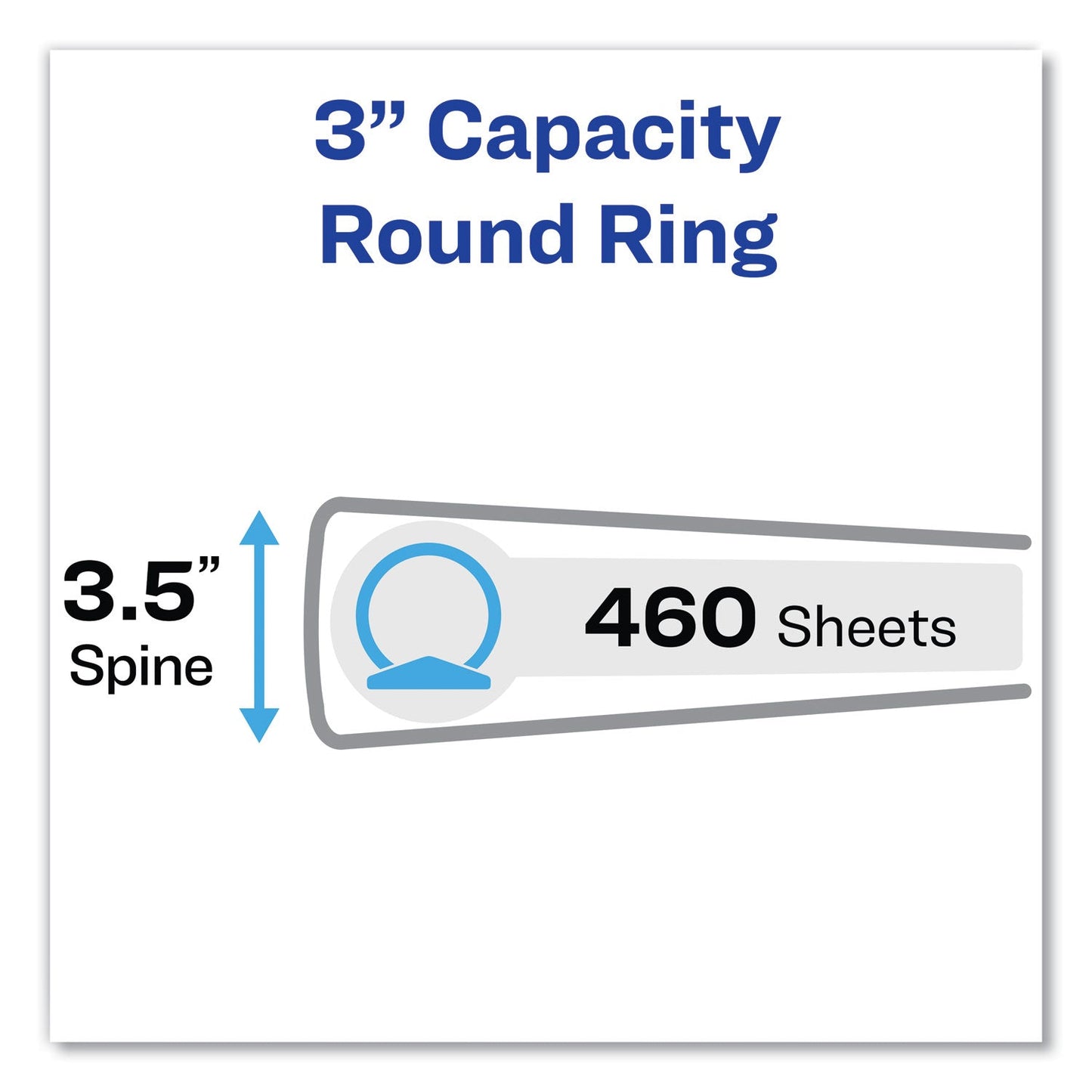 Avery Economy Non-View Binder with Round Rings, 3 Rings, 3" Capacity, 11 x 8.5, Blue, (4600)
