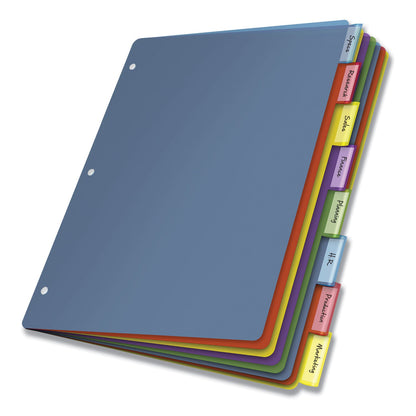 Cardinal Poly Index Dividers, 8-Tab, 11 x 8.5, Assorted, 4 Sets