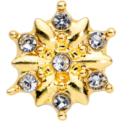 16G 1/4 Clear Gem Gold Tone Finery Flower Cartilage Earring