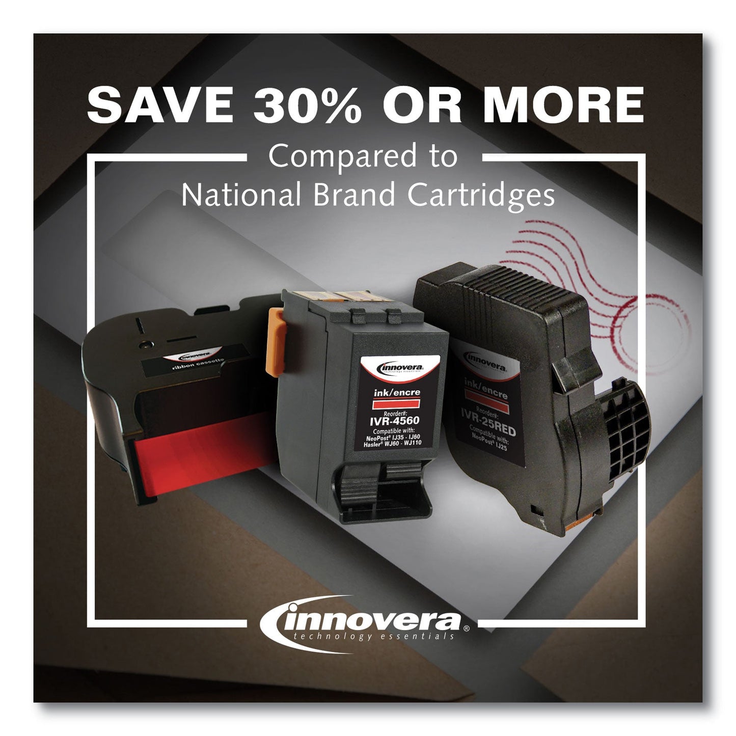 Innovera Remanufactured Red Postage Meter Ink, Replacement for ISINK34, 8,500 Page-Yield
