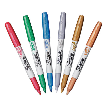 Sharpie Metallic Fine Point Permanent Markers, Fine Bullet Tip, Blue-Green-Red, 6/Pack