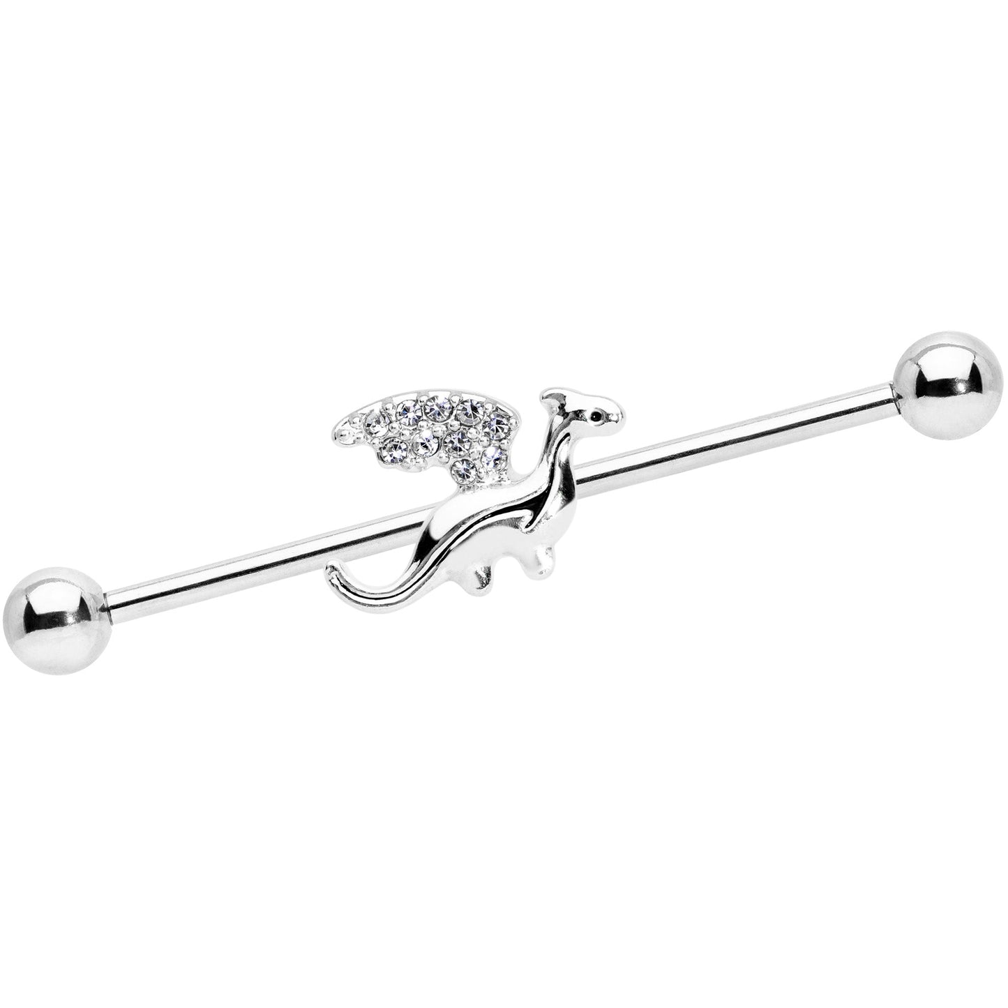 14G Clear Gem Dragon Industrial Barbell 38mm