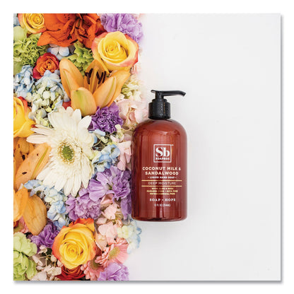 Soapbox Hand Soap, Coconut Milk and Sandalwood, 12 oz Pump Bottle, 12/Carton