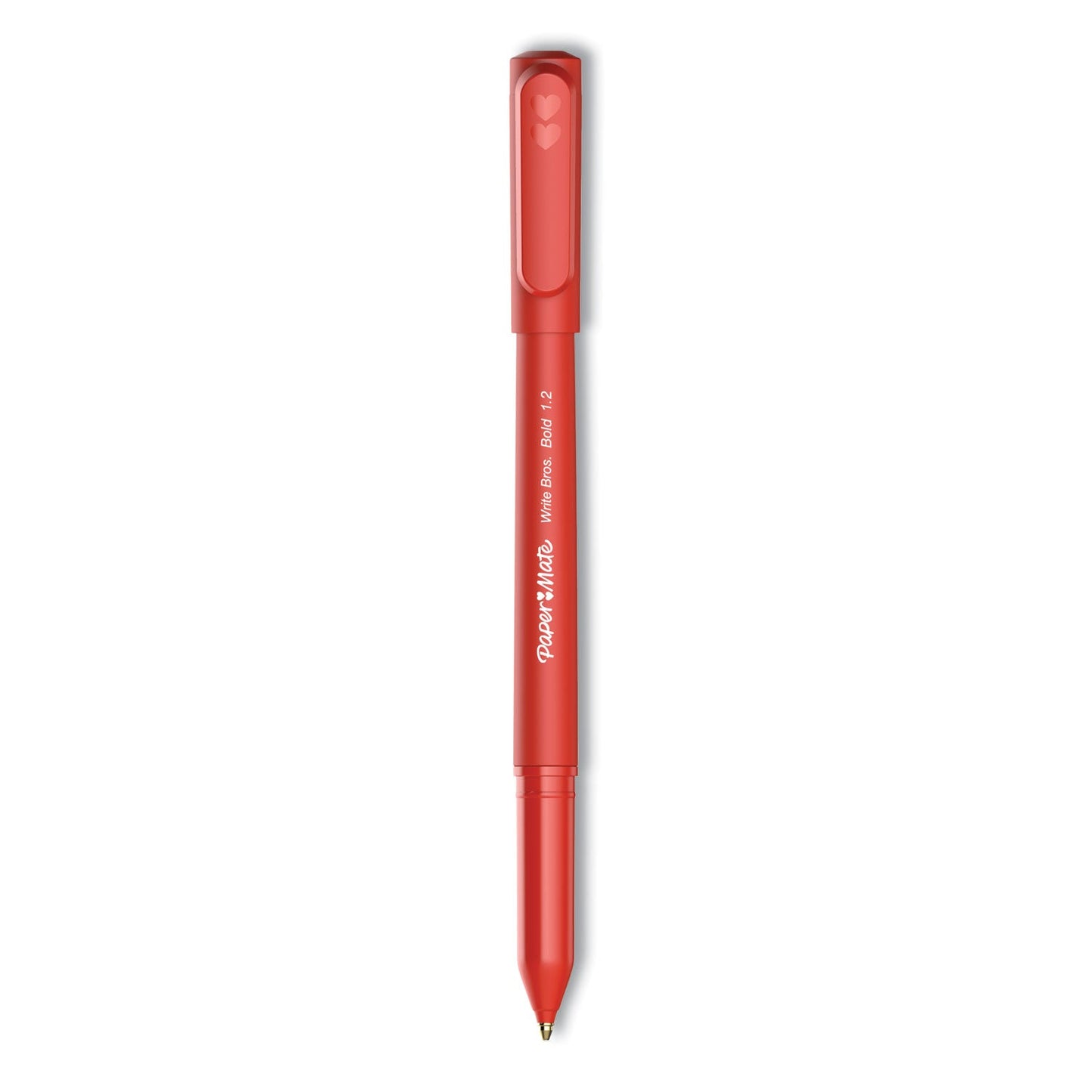 Paper Mate Write Bros. Ballpoint Pen, Stick, Bold 1.2 mm, Red Ink, Red Barrel, Dozen