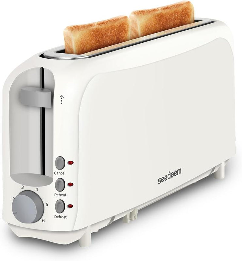 Fits-Anywhere 750W Slim Toaster with 6 Shade Settings, Cancel, Reheat & Defrost, Removable Crumb Tray - Perfect Toast Every Time!