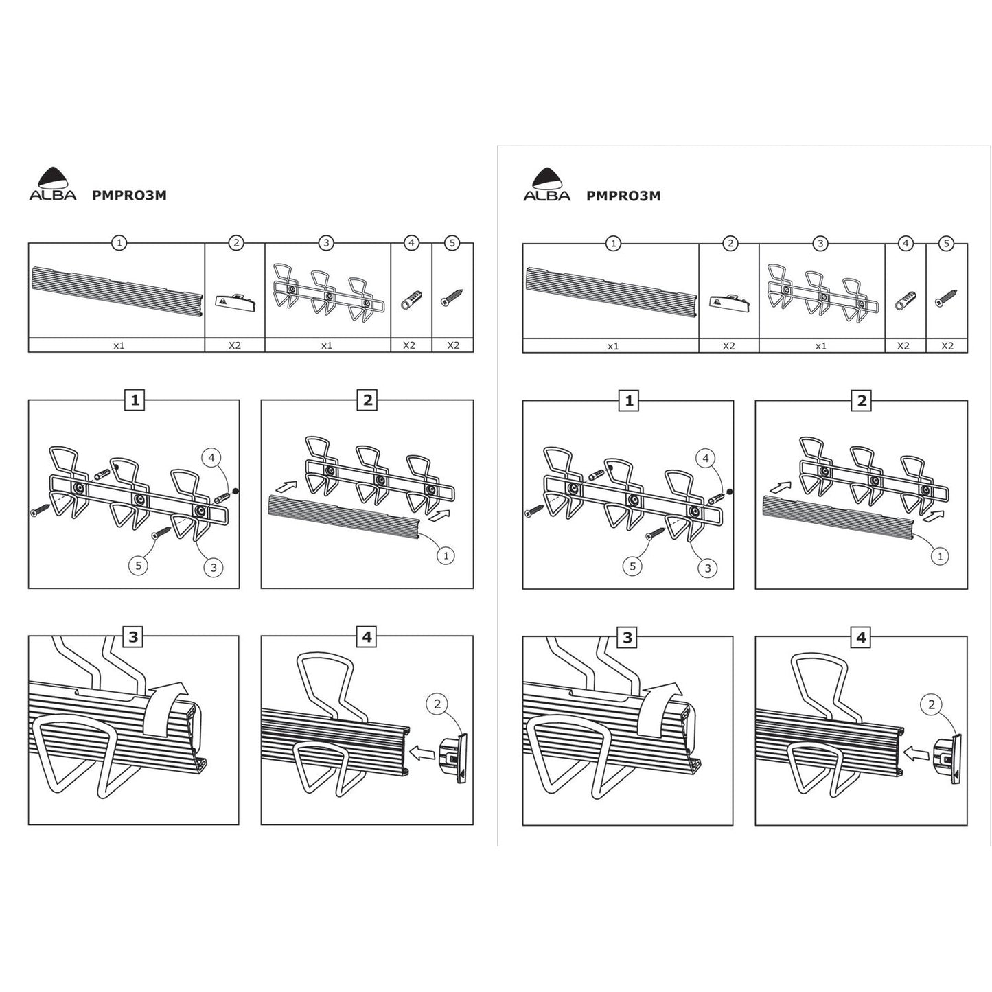 Alba Wall-Mount Coat Hooks, Metal, Silver, 22 lb, 18.11" x 2.95" x 6.45"