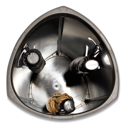 Alba Triangular Umbrella Stand, Steel, 10.25w x 10.25d x 23.67h, Silver/Black