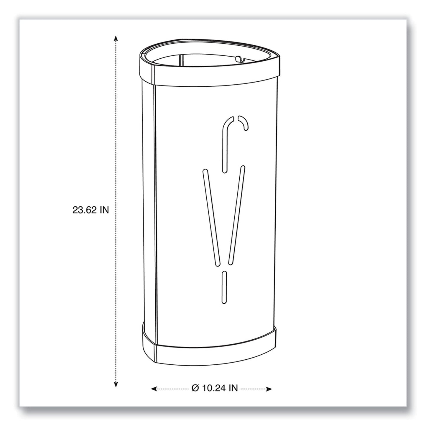 Alba Triangular Umbrella Stand, Steel, 10.25w x 10.25d x 23.67h, Silver/Black