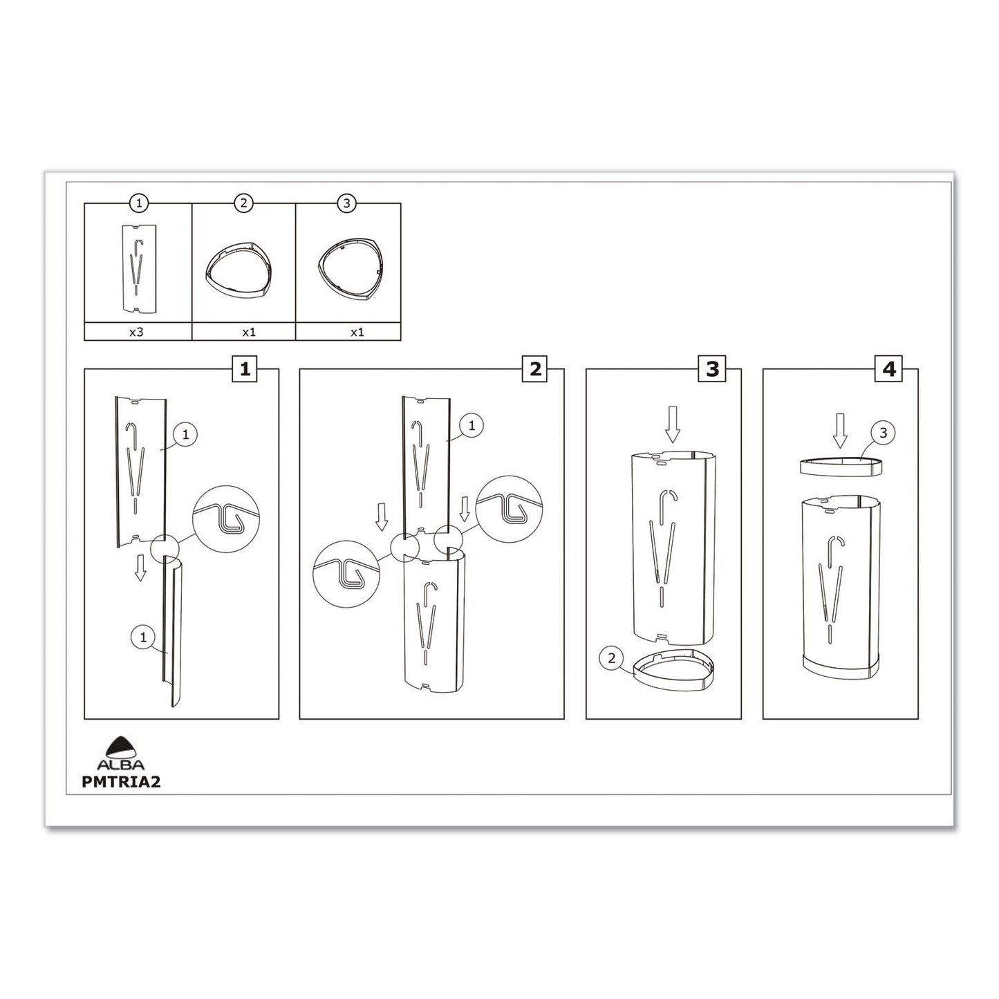 Alba Triangular Umbrella Stand, Steel/Plastic, 10.25w x 10.25d x 23.67h, Black