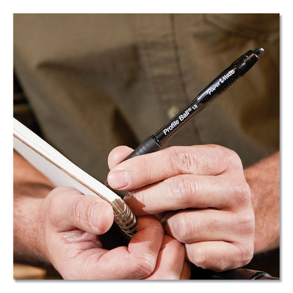 Paper Mate Profile Ballpoint Pen, Retractable, Medium 1 mm, Black Ink, Translucent Black Barrel, 36/Pack