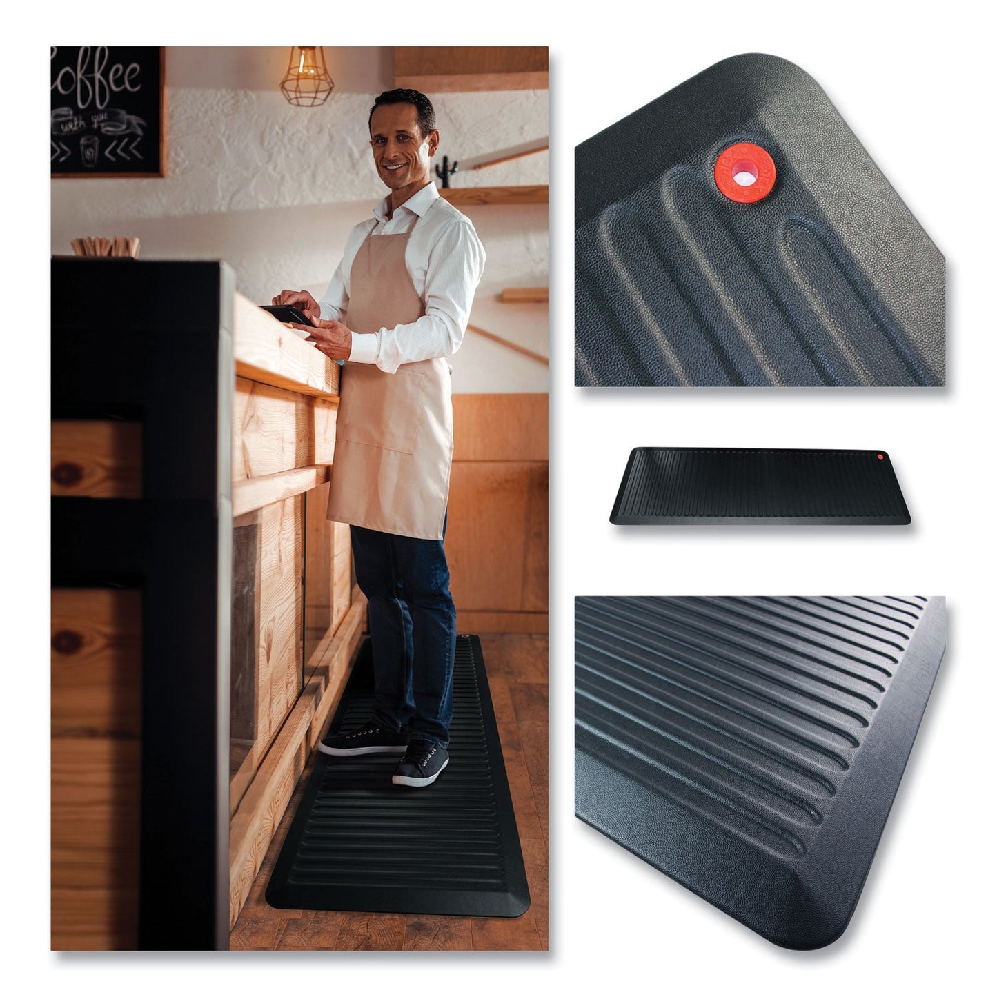 Floortex AFS-TEX 6000X Anti-Fatigue Mat, Rectangular, 23 x 67, Midnight Black