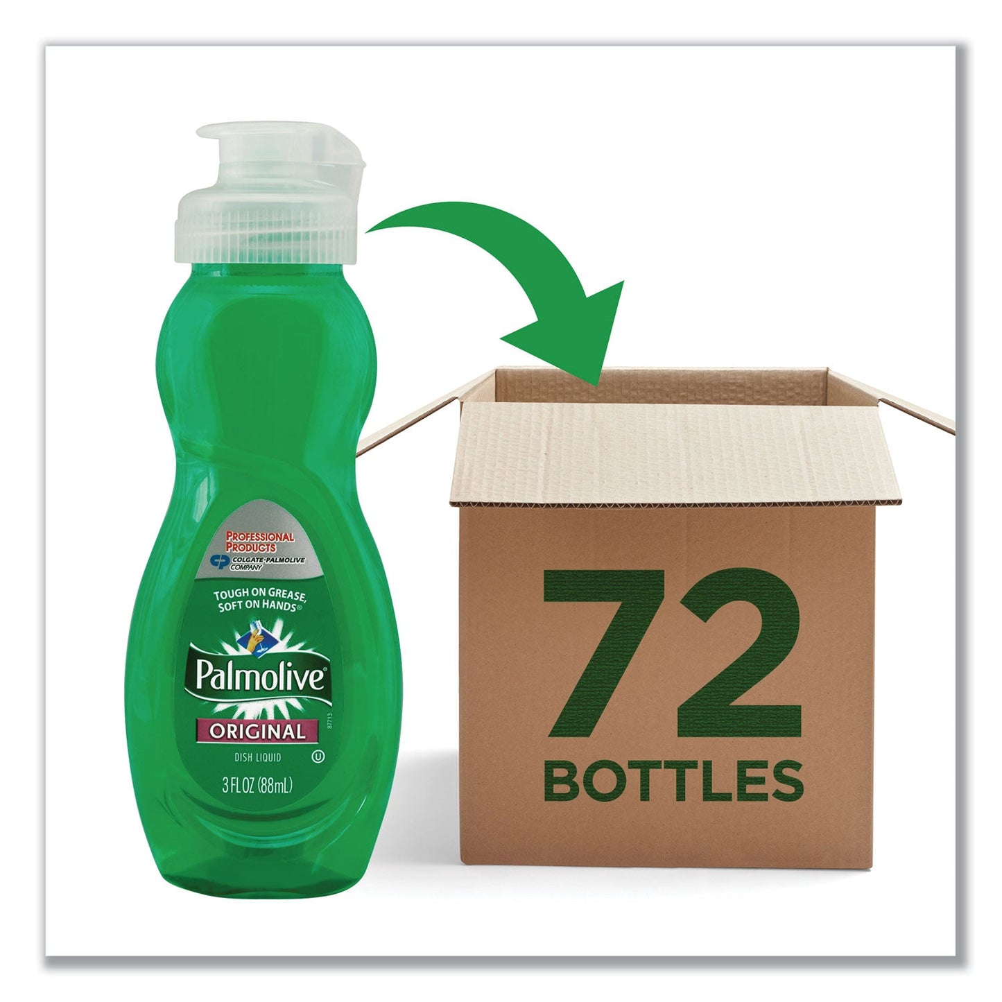 Palmolive Dishwashing Liquid, Original Scent, 3 oz Bottle, 72/Carton