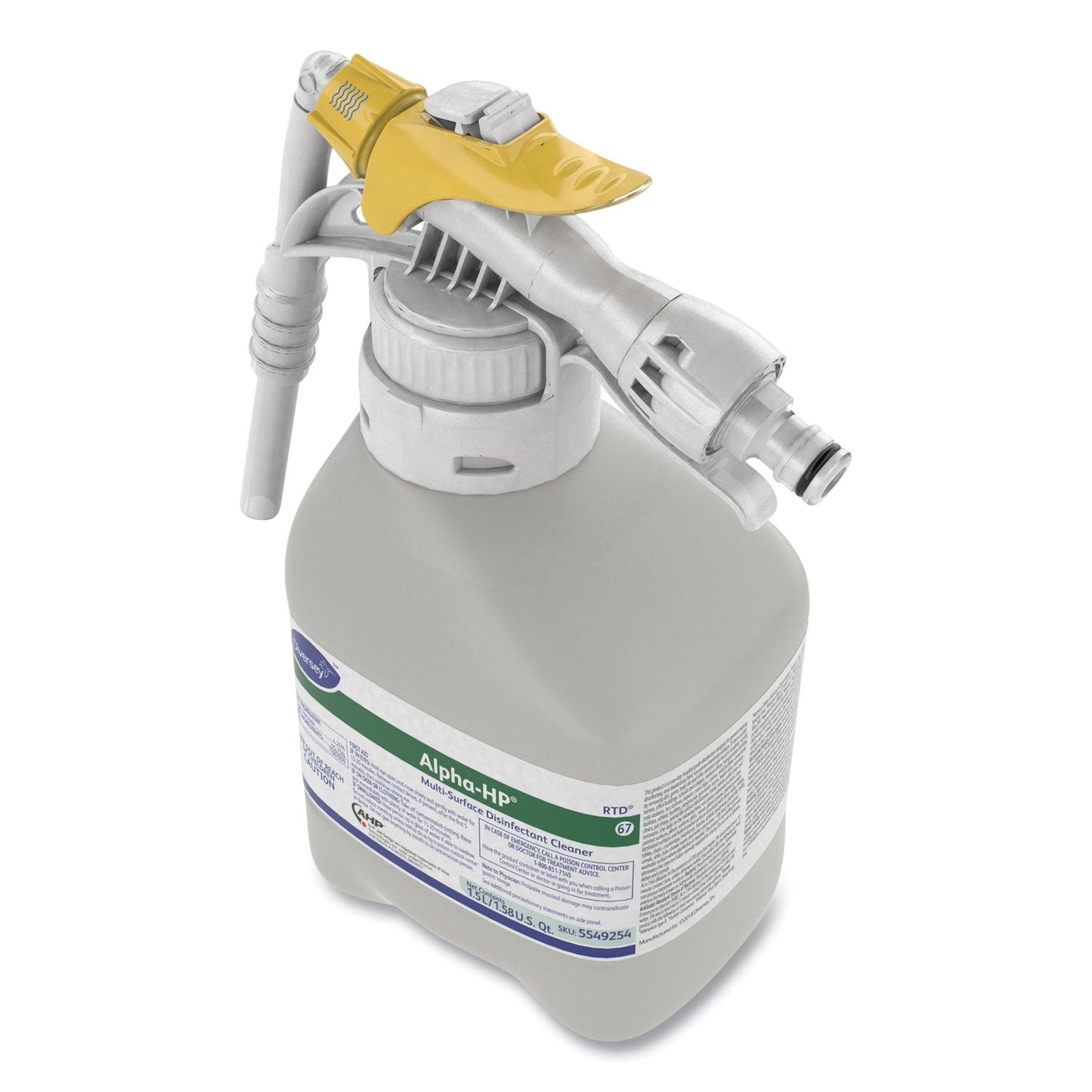 Diversey Alpha-HP Multi-Surface Disinfectant Cleaner, Citrus Scent, 1.5 L RTD Spray Bottle, 2/Carton