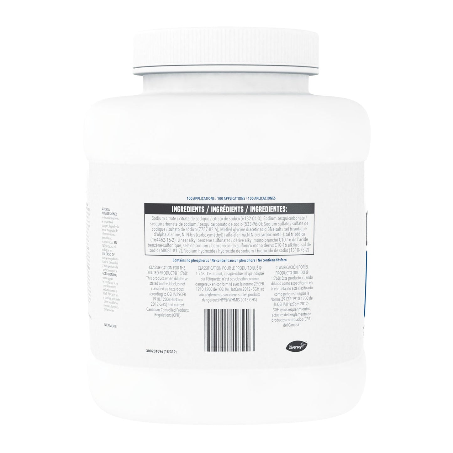 Diversey Beer Clean Glass Cleaner, Unscented, Powder, 4 lb. Container