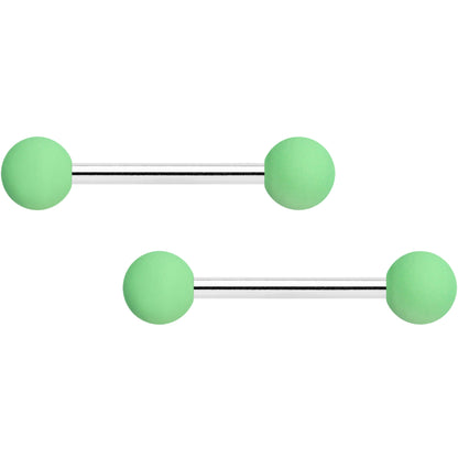 14G 9/16 Mint Green Matte Barbell Nipple Ring Set