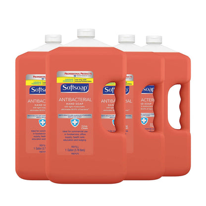 Softsoap Antibacterial Liquid Hand Soap Refill, Crisp Clean, 1 gal Bottle, 4/Carton
