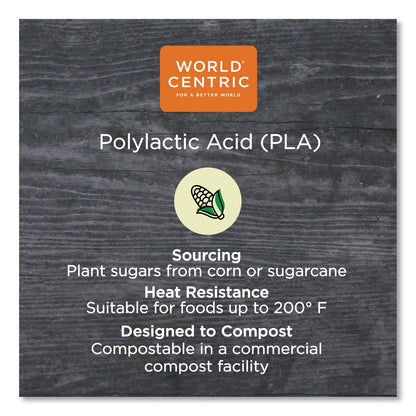 World Centric PLA Lids for Fiber Cups, 2.6" Diameter x 0.3"h, Clear, Plastic, 2,000/Carton