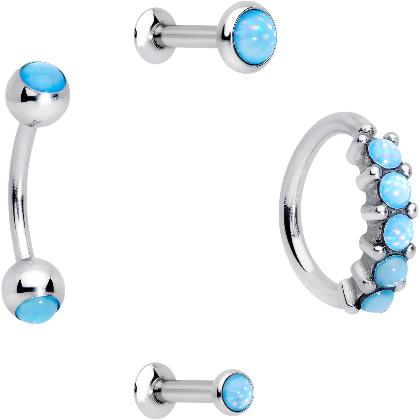 16G Blue Orb Septum Labret Cartilage Tragus Set of 4