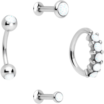16G Clear Orb Septum Labret Cartilage Tragus Set of 4