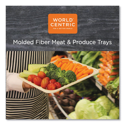 World Centric Fiber Trays, PLA Lined, PFAS Free, 1-Compartment, 8.2 x 5.7 x 0.7, Natural, Paper, 500/Carton