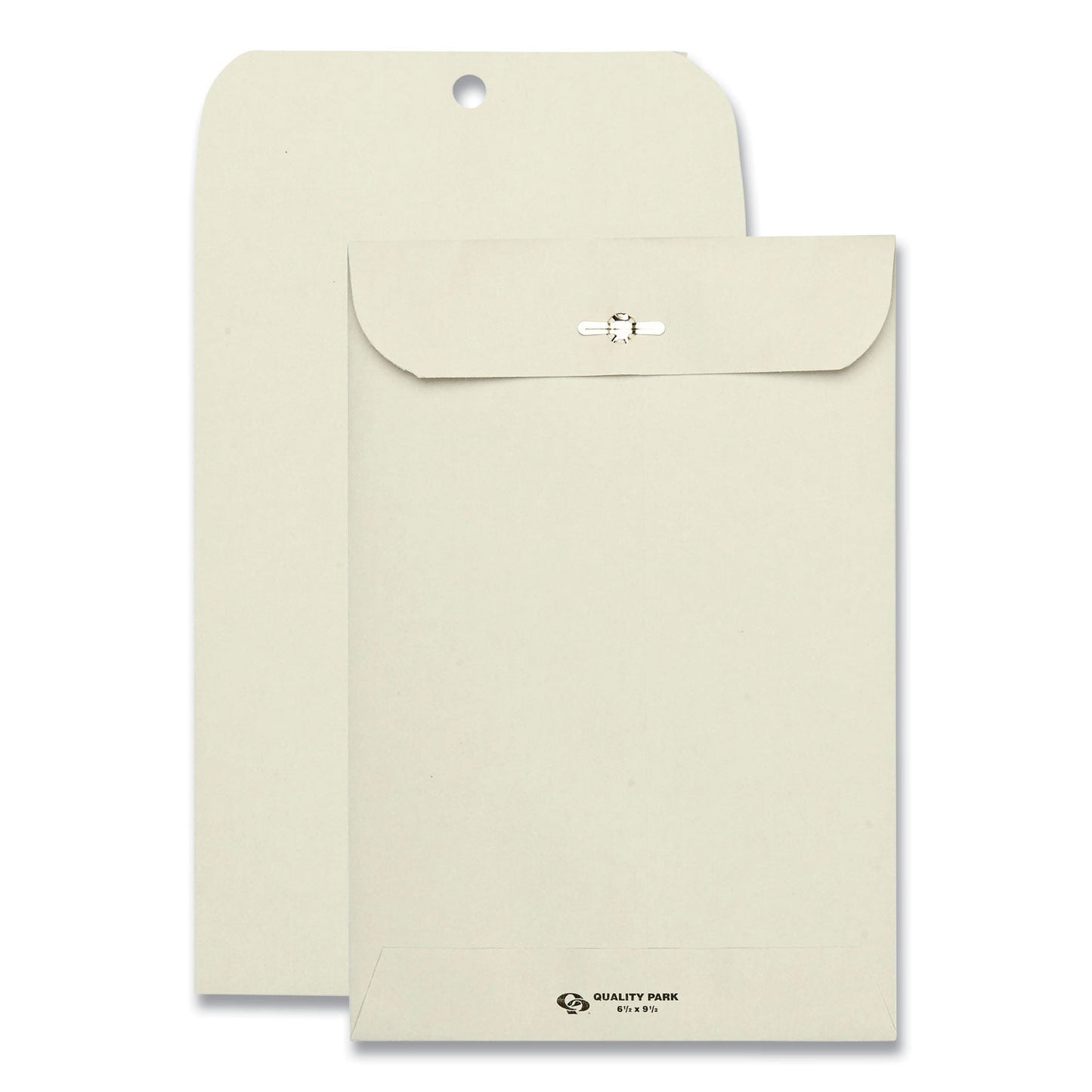 Quality Park Clasp Envelope, 28 lb Bond Weight Kraft, #63, Square Flap, Clasp/Gummed Closure, 6.5 x 9.5, Executive Gray, 100/Box