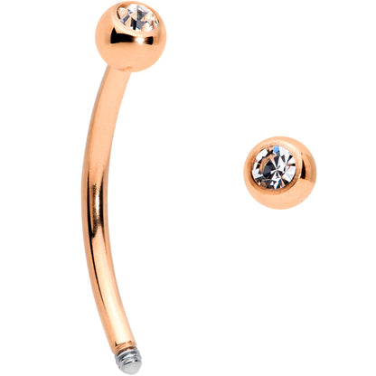 16G 1/2 Clear Gem Ball End Rose Gold Tone Curved Barbell