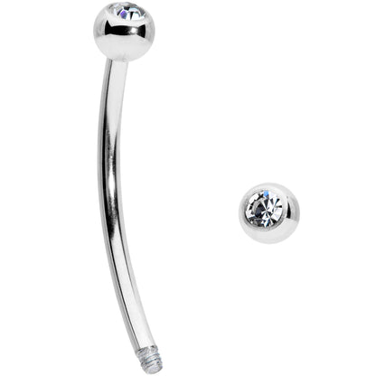 16G 9/16 Clear Gem Ball End Curved Barbell