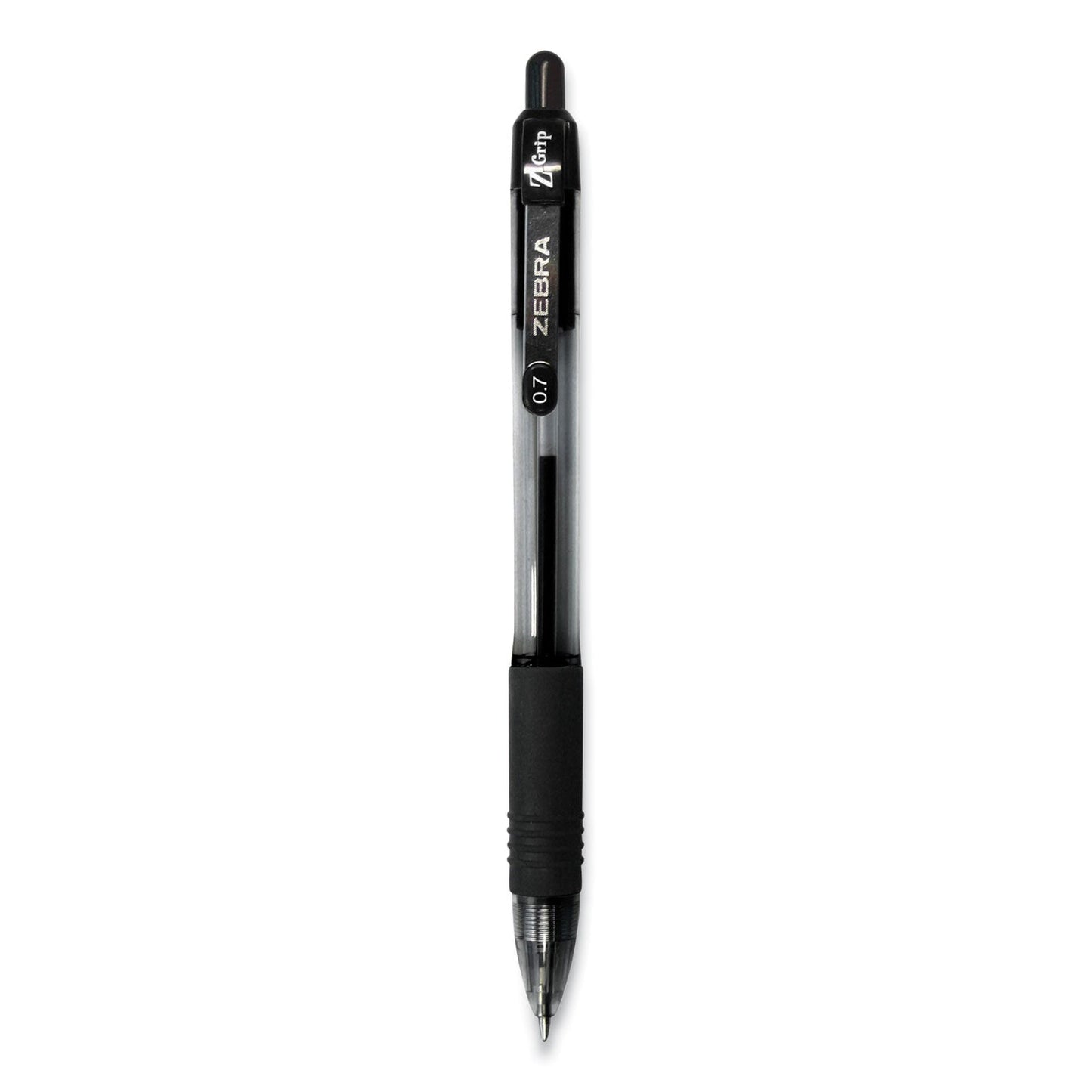 Zebra Z-Grip Ballpoint Pen, Retractable, Medium 0.7 mm, Black Ink, Black Tinted Barrel, 30/Pack
