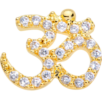 16G 5/16 Clear CZ Gem Gold Tone Amazing Om Labret Monroe Tragus