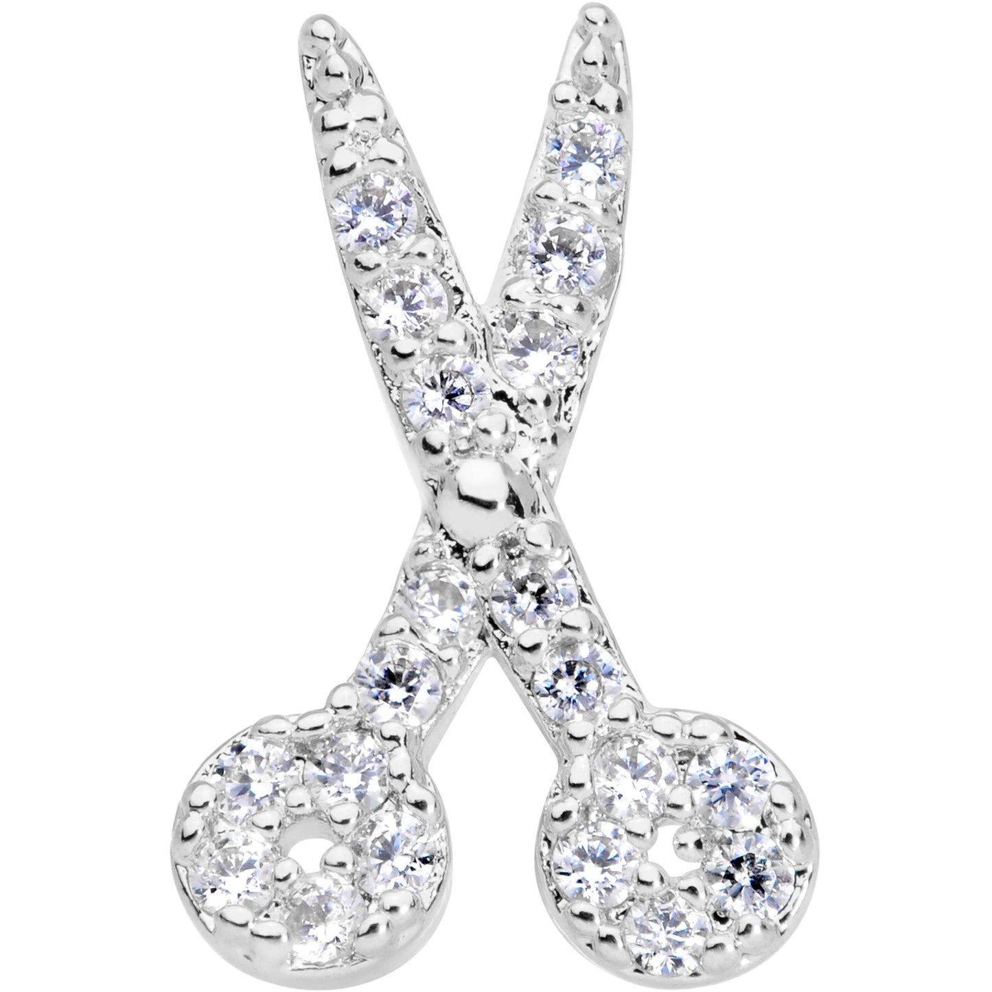 18G 3/8 Clear CZ Gem Shears Scissors Nose Hoop