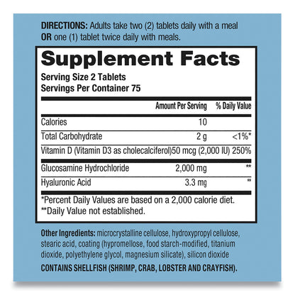 Schiff Glucosamine 2000 mg Plus Vitamin D3 Coated Tablet, 150 Count