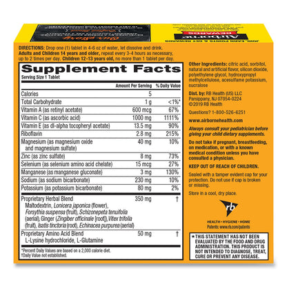 Airborne Immune Support Effervescent Tablet, Zesty Orange, 30/Pack