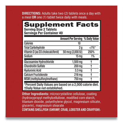 Move Free Advanced Plus MSM and Vitamin D3 Joint Health Tablet, 80 Count, 12/Carton