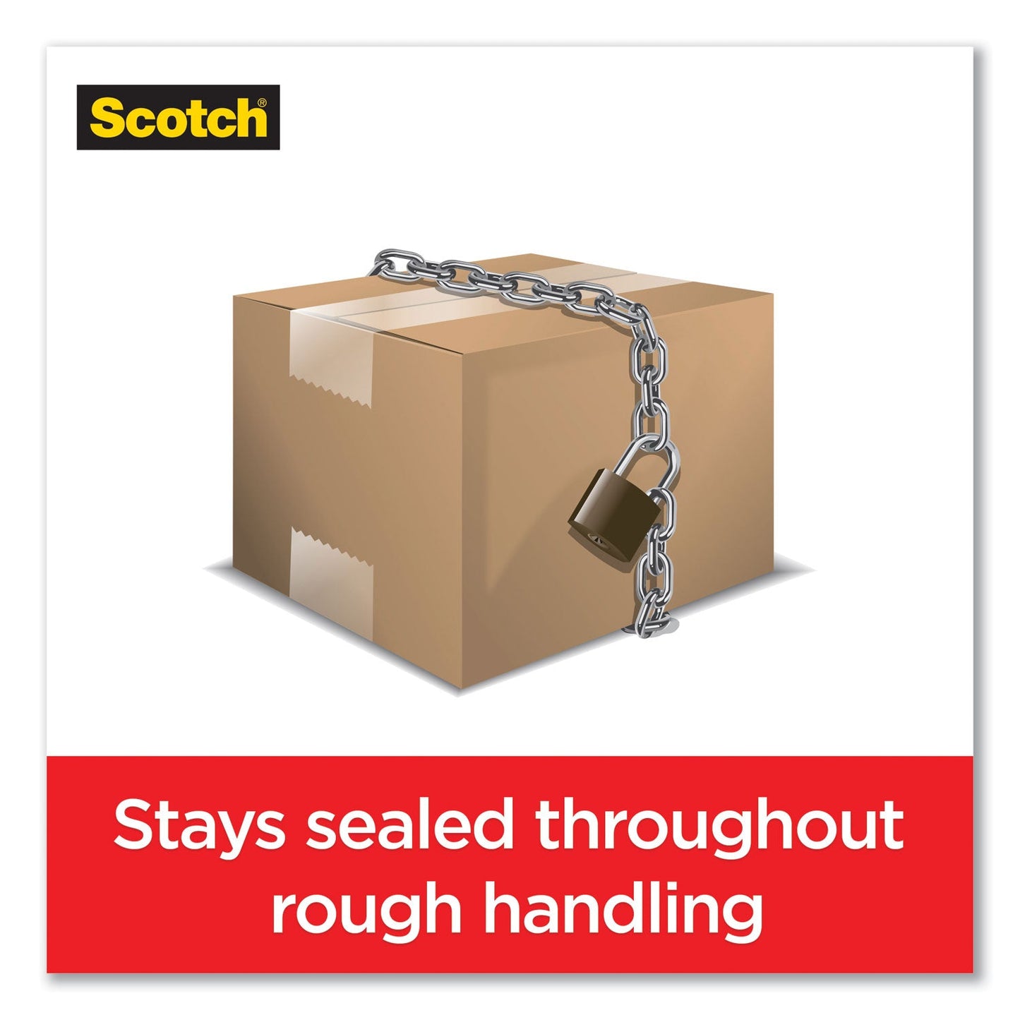 Scotch Box Lock Shipping Packaging Tape, 3" Core, 1.88" x 54.6 yds, Clear, 6/Pack