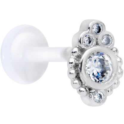 16G 5/16 Clear Gem Flexible Bioplast Teardrop Labret Monroe Tragus